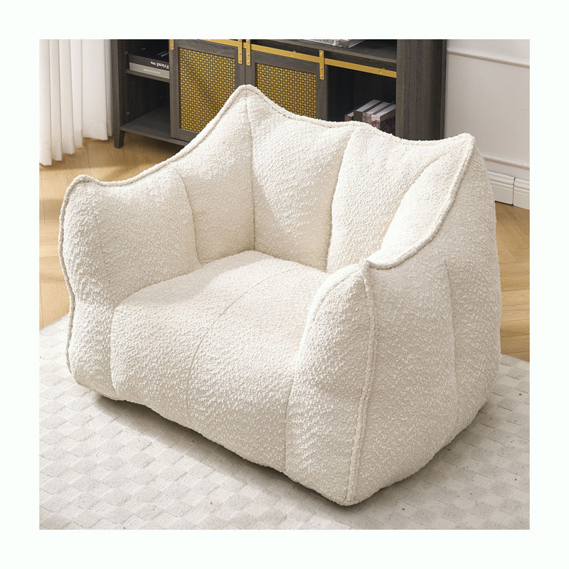 Thaloria Bean Bag Chair Lazy Sofas, 23.23" H x 38.58" W x 31.5" D, Beige Chenille