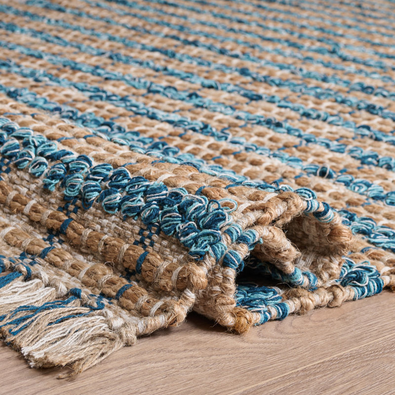 Ellenore Hand Woven 0.85 Jute 0.15 Cotton Checkered Rug, Rectangle 4' x 6'