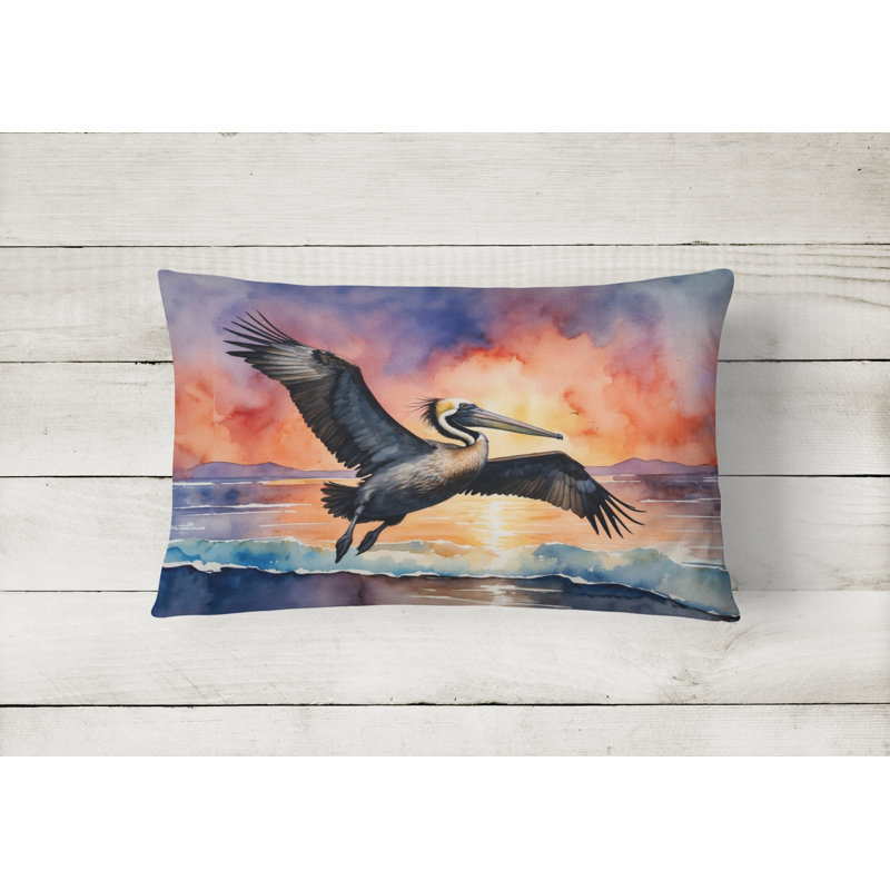 Coussin Pelican Fiery Sunset, Rectangle H 12 po x l 16 po
