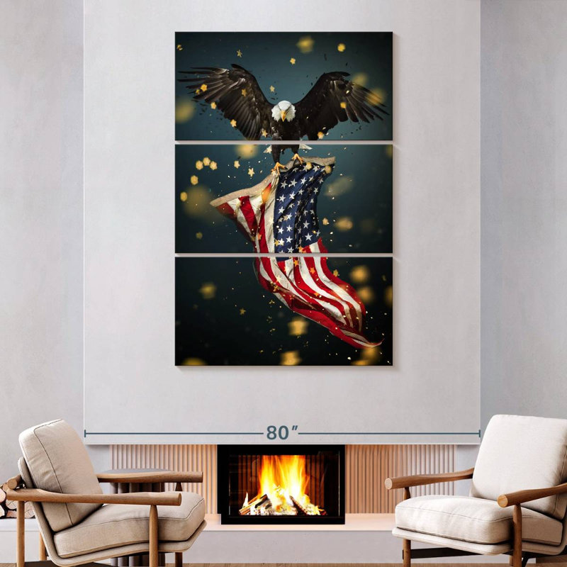 Borges Eagle Carrying USA Flag, 74" H x 48" W