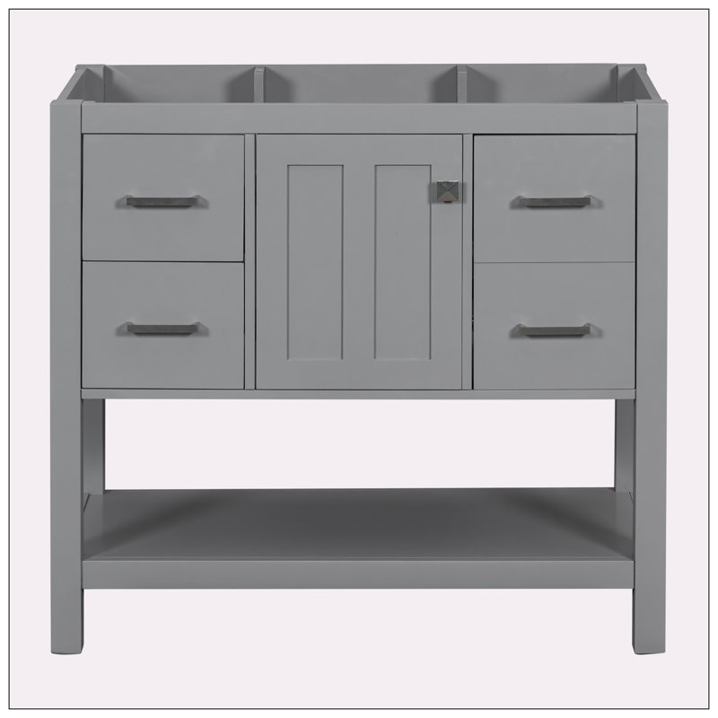 35.40'' Single Bathroom Vanity Base Only, Gray