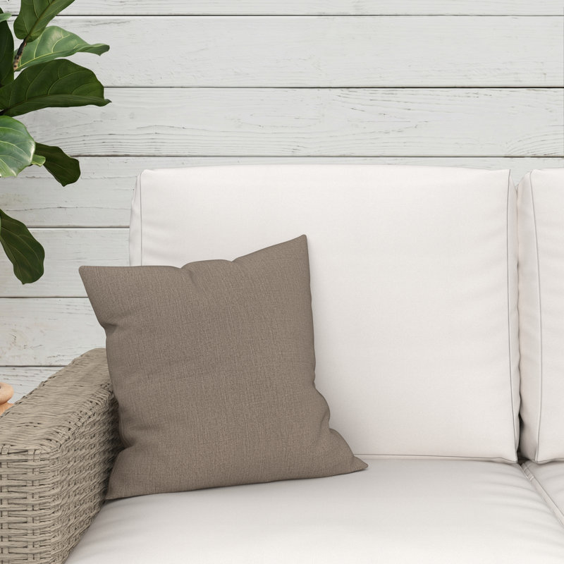 Coussin décoratif intérieur / extérieur Gabi, Carré 16 po, Tissage uni Sunbrella® schiste coulé