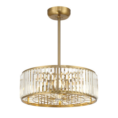 Peysley 23" 6-Light Fandelier in Brass with Remote Control