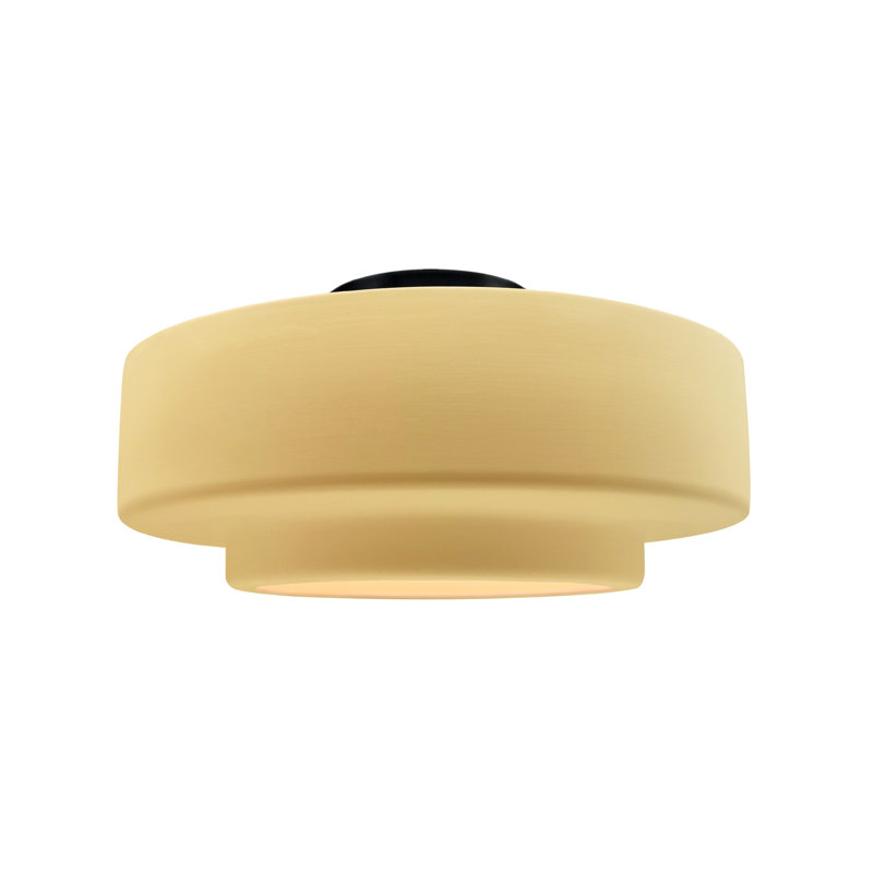 Plafonnier semi-encastré Radiance, H 7,25 po x l 14,5 po x P 14,5 po, Jaune atténué, Noir mat
