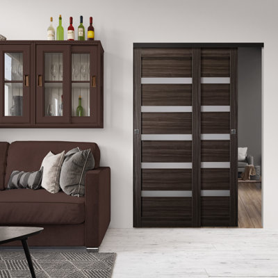 Leora Vetro Finished Wood Composite Bypass Sliding Door