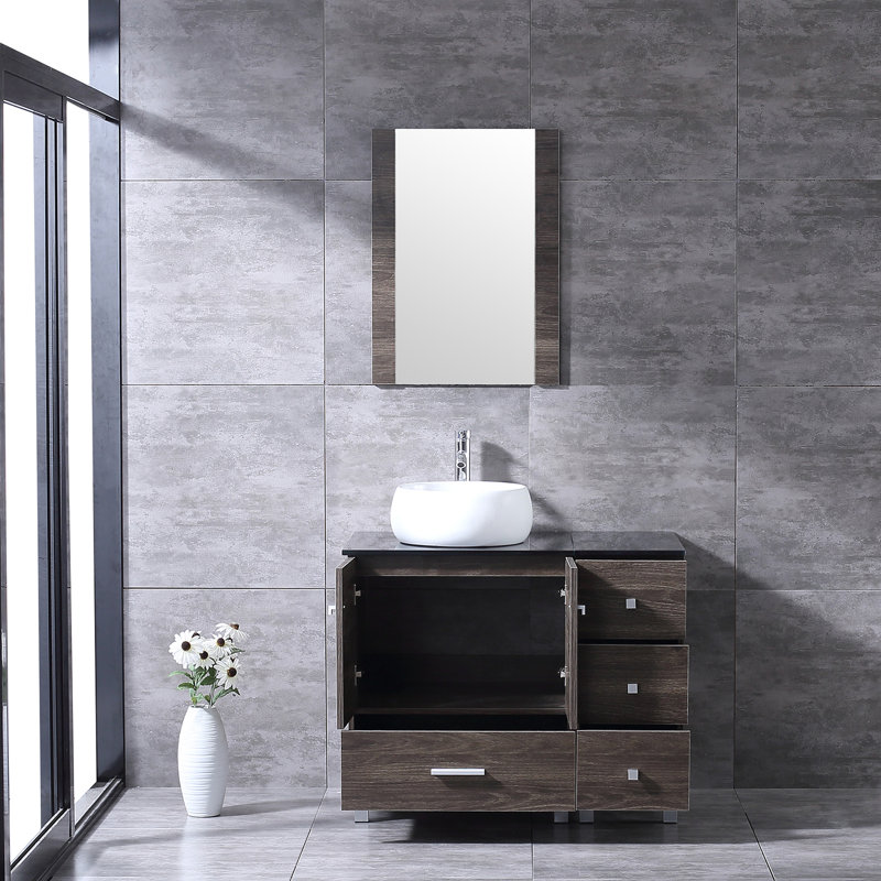 Ensemble de meuble-lavabo simple 36 po avec miroir Alderico