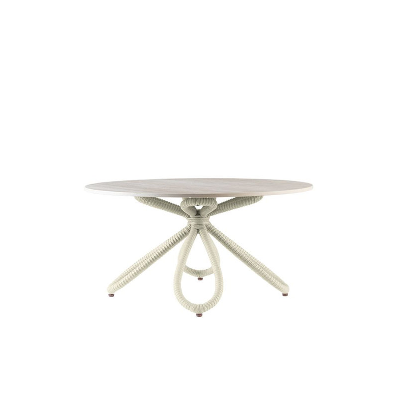 Corda Outdoor Round Coffee Table, Bone