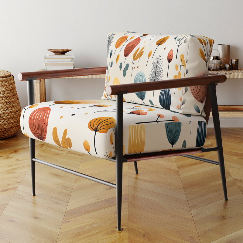 Mcm Scandinavian Harmony - Fauteuil rembourré de style Mid-Century moderne, fauteuil d'appoint rétro Mid-Century, Noir