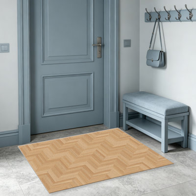 1PC Light Oak Herringbone Texture area rug, Elegant versatile decorative floor carpet, Easy to clean and maintain, Ideal furnishing piece for bedroom, Living room, Hallway, Entryway, Dorm and Office to refresh your home interior atmosphere