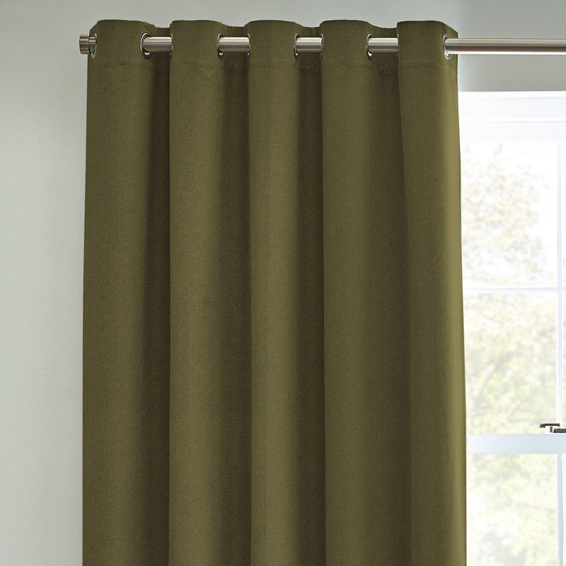 Dawn 100% Blackout Thermal Eyelet Curtains, Olive, 168cm Width x 229cm Drop