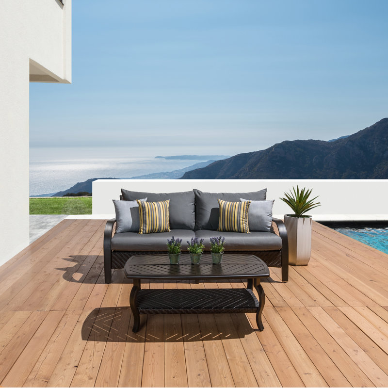 Barcelo 5 Piece Rattan Sofa Set with Cushions, Charcoal Grey Sunbrella®