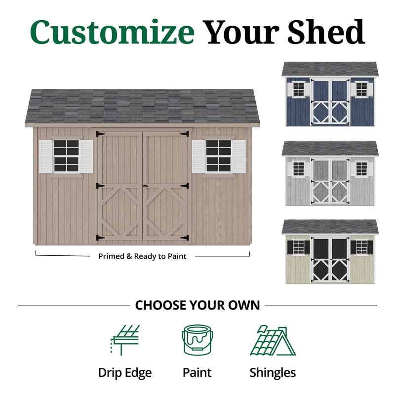 Classic Workshop Outdoor Wood Storage Shed, 10' x 12', No