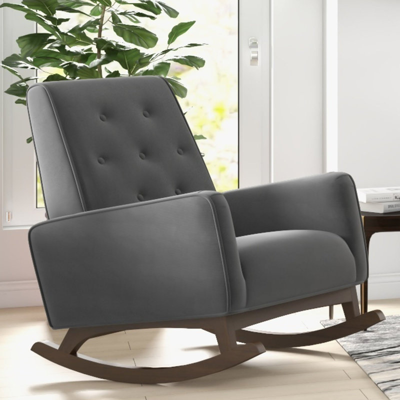 Chaise berçante élégante en tissu gris foncé Demetrius, Noir