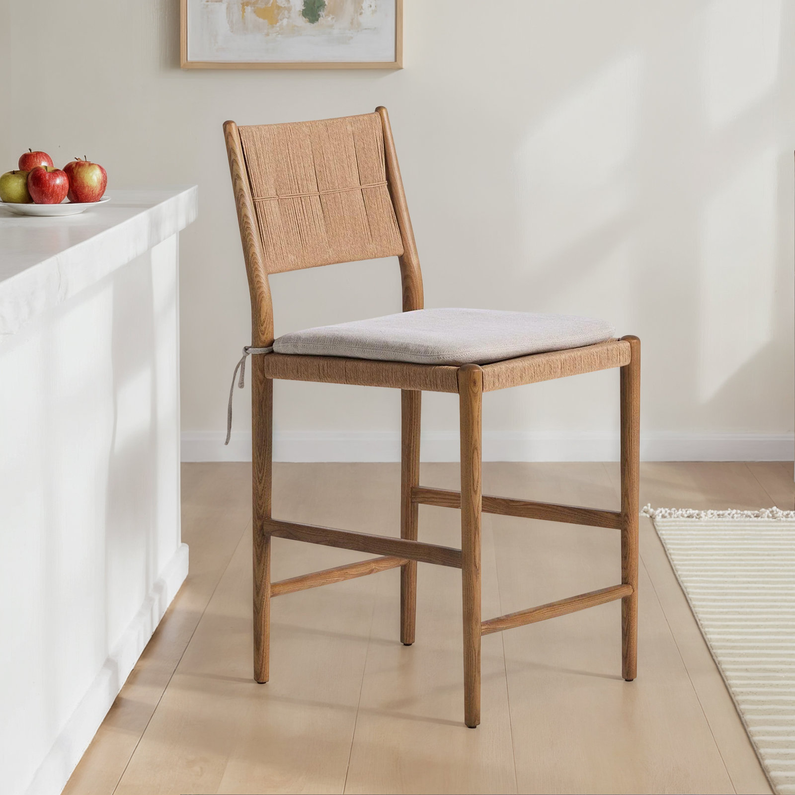 Dara Stool With Cushion, Gray, Brown, Counter Stool (25.08" Seat Height)