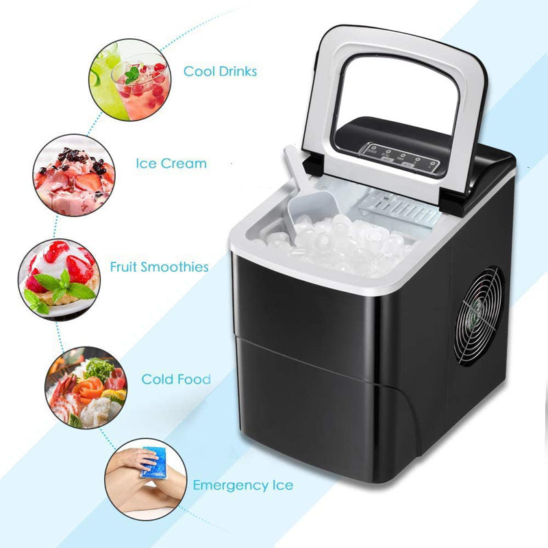 8.86" 26 lb. Daily Production Built-In Clear Ice Maker, Black