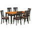 Ensemble de table de salle à manger 7 pièces moderne composé d'une table rectangulaire en bois avec feuille papillon et 6 chaises de salle à manger en similicuir, noir et cerise-1627945196-1679808289-1679770888