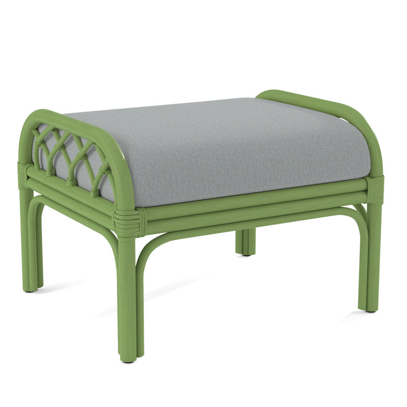 Edgewater Ottoman, Bisque, Light Blue Performance Fabric; 0851-55