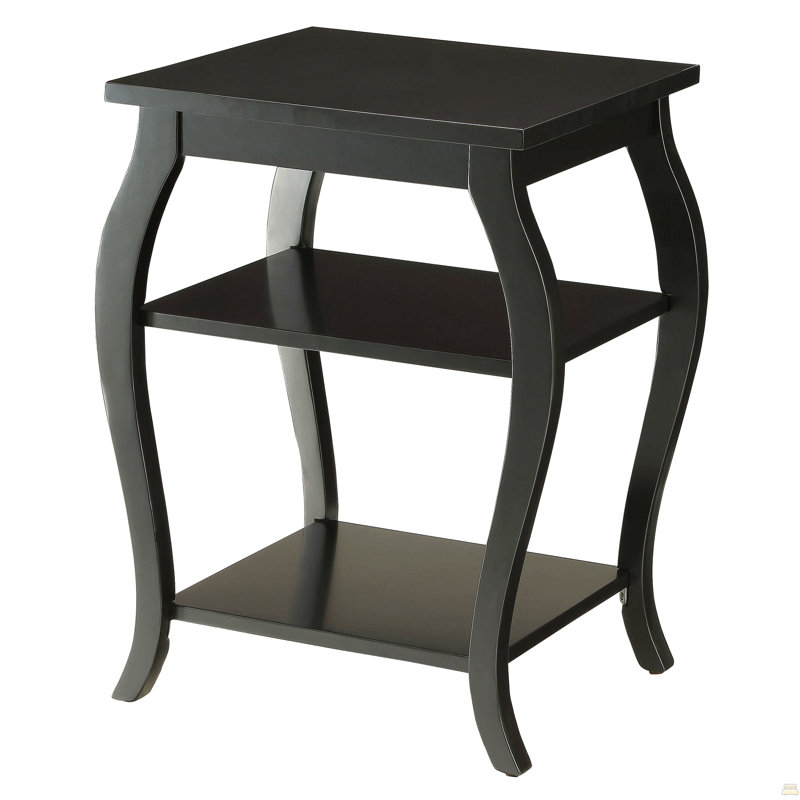 Black 2-Shelf End Table