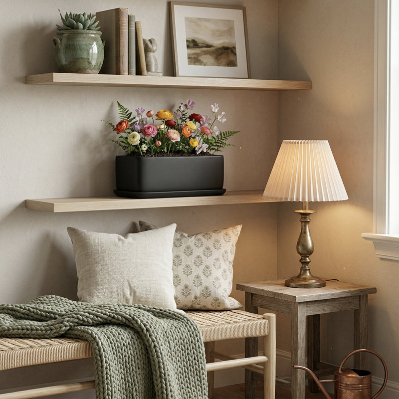 Boîte à fleurs en céramique Anielle, Noir