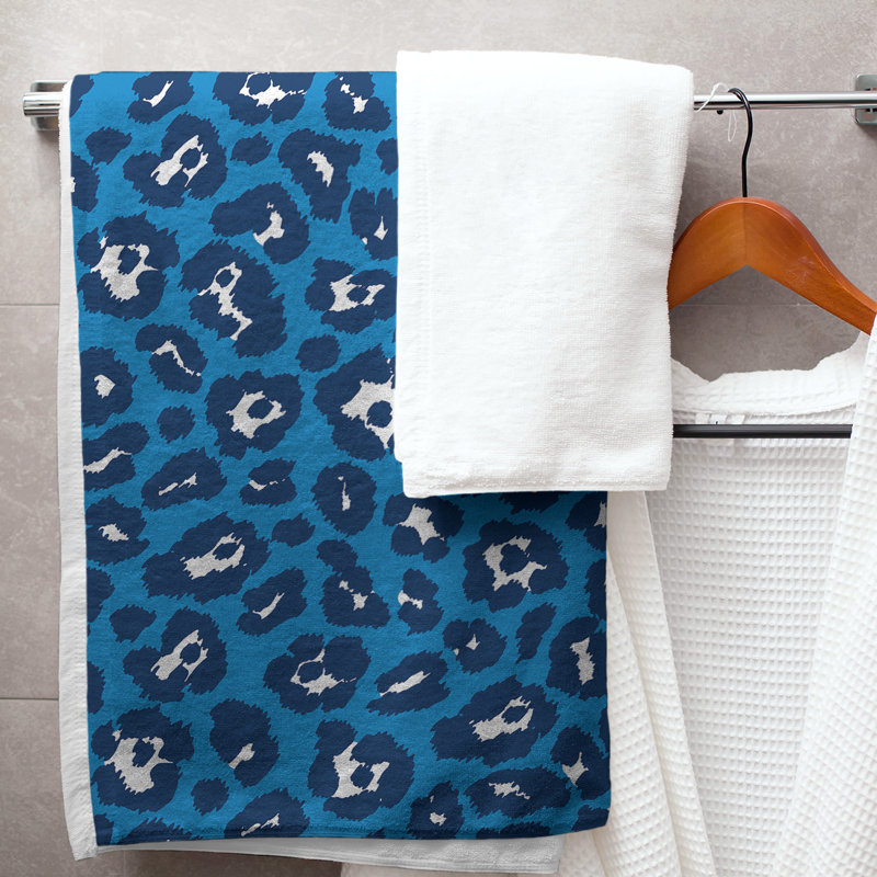 Lucida Bath Towel, Polyester/Cotton Blend, Powder Blue/White/Navy Blue