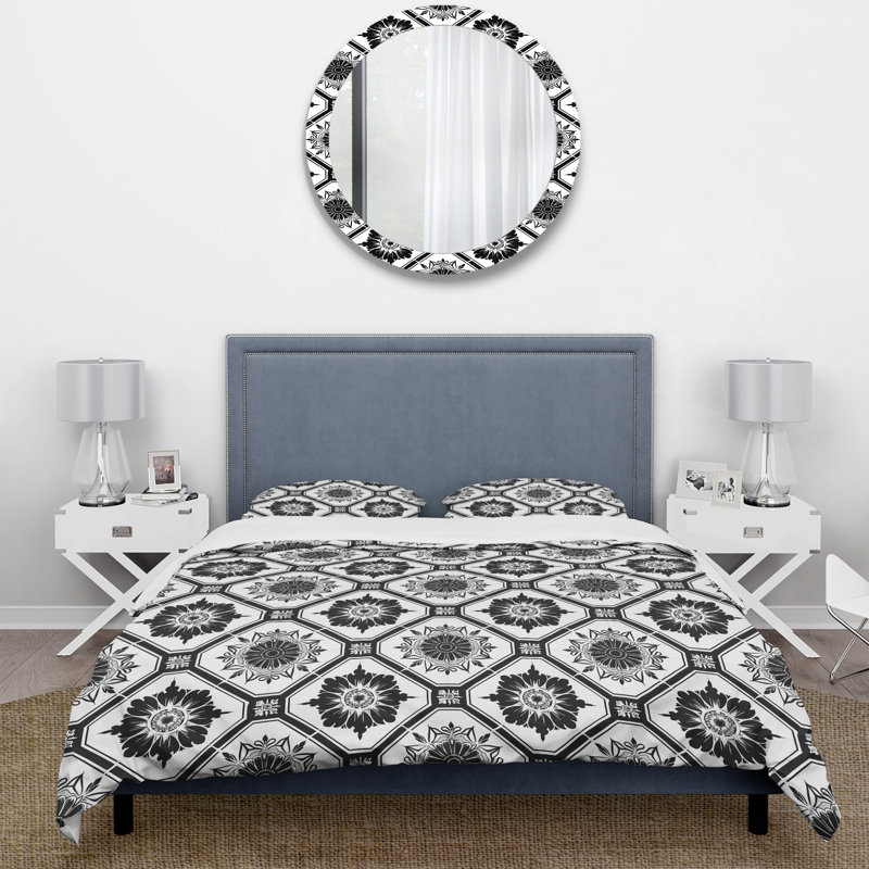 Ensemble de housse de couette Traditional Black Floral Traditional Octagon I - Traditional