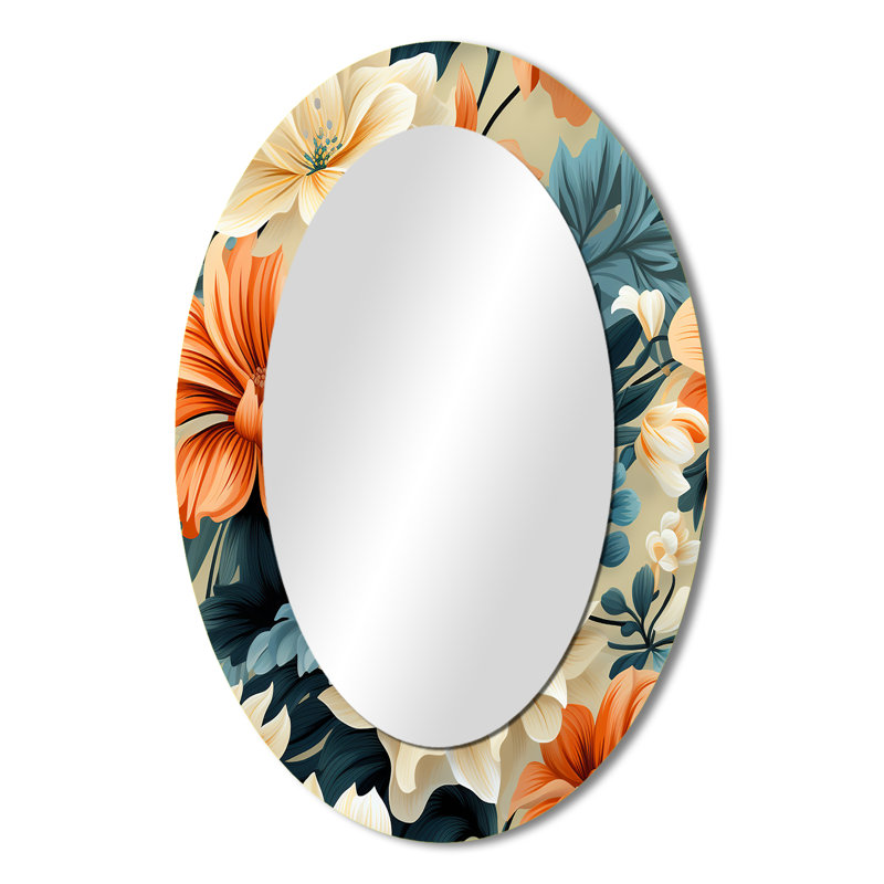 Tefft - Blue Oval Wall Mirror Decor, 36" H x 24" W