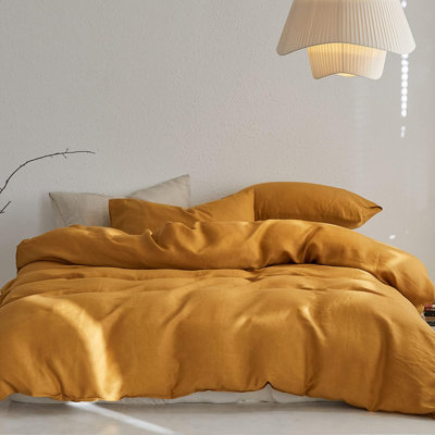 Housse de couette TOSMO 100% lin, très grand, lin naturel français, housse de couette en lin naturel avec fermeture à glissière et attaches d'angle, housse d'édredon respirante rafraîchissante 3 pièces