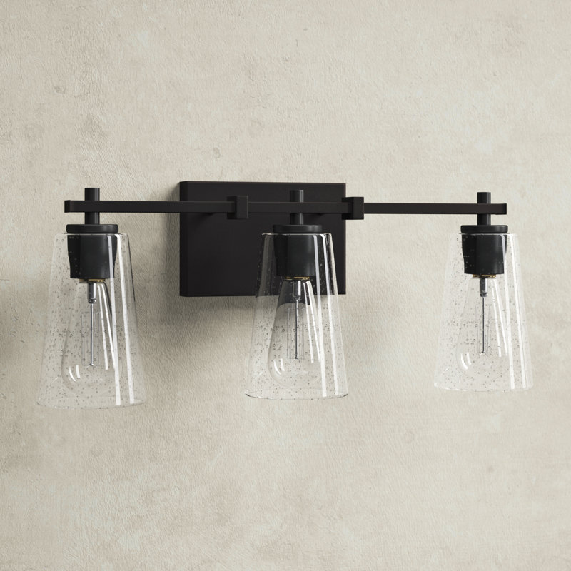 Noland 3 Light Transparent Dimmable Vanity Light, Oil Rubbed Bronze