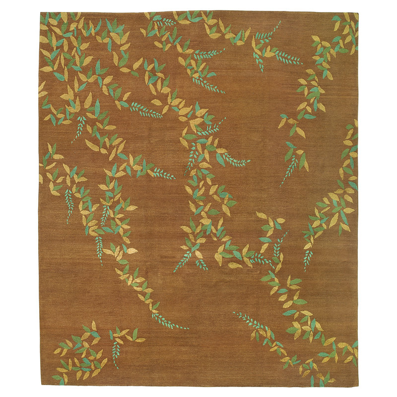 Floral Area Rug in Blue/Brown, Rectangle 3' x 5'