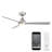 Gage Brushed Nickel/Silver 3-Blade LED Smart Ceiling Fan With 2700K-3000K-4000K-5000K Selectable LED Light Kit and Remote Control Included, Works With Alexa and iOS or Android App-116690856-116690854