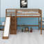 Lit mezzanine avec escalier de rangement, glissade et éclairage DEL-1629125194