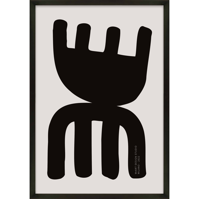 Modern Primitive 1 Print by Romina Gadler, 25" H x 17.5" W x 1.25" D, Black Framed Paper