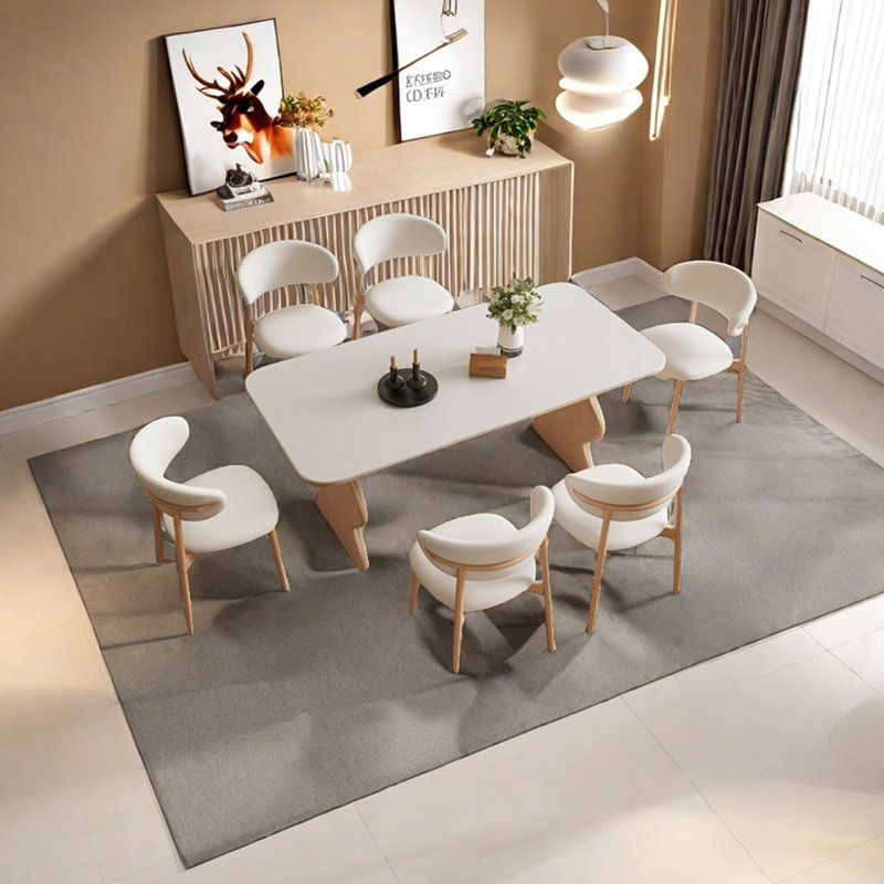 Log Cream Style Solid Wood Dining Table