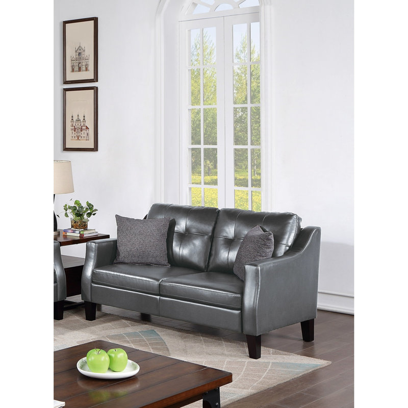 Coussin courbé contemporain gris avec pieds capitonnés 2 po, Gris