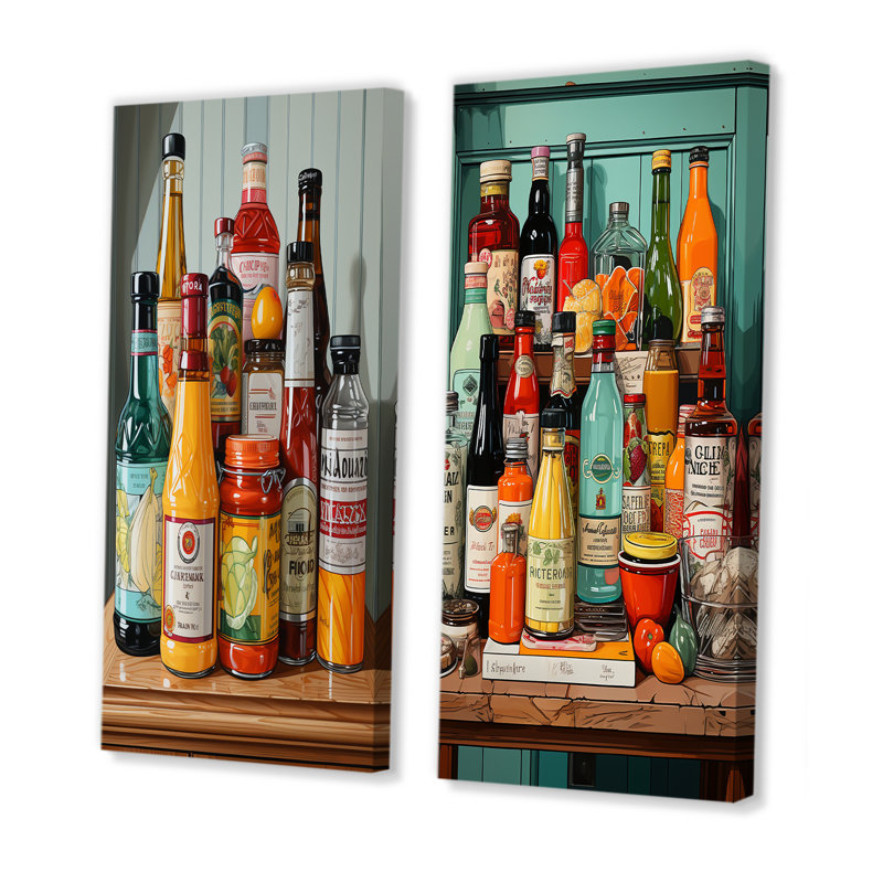 Popart Condiments Charm - ensemble d'art mural sur toile Condiments, H 32 po x l 33 po, Toile tendue