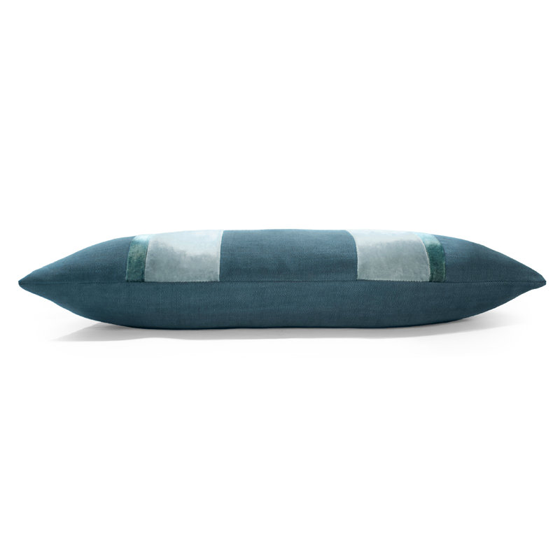 Stripe Lumbar Pillow Cover & Insert, 12" x 24", Lagoon