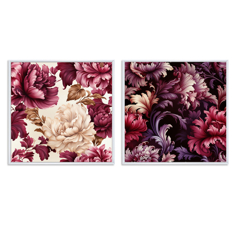 Regency Damask Grandeur Victorian, Cadre flottant blanc, H 16 po x l 33 po