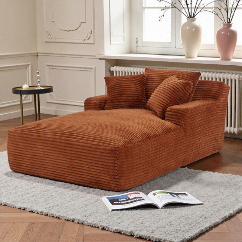 Chaise longue en velours côtelé FSedeo, canapé-lit moderne pour plus de confort et de style, Orange