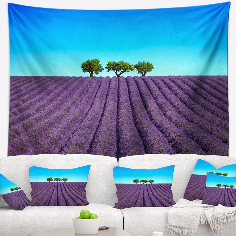 Tapisserie de fleurs en paysages et d’arbres verts, H 78 po x l 92 po