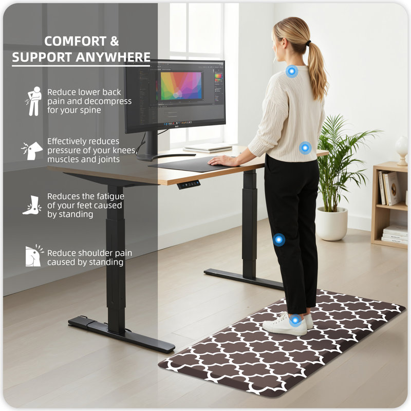 Tapis de cuisine anti-fatigue antidérapant, Brun, Rectangle l 17 po x L 28 po