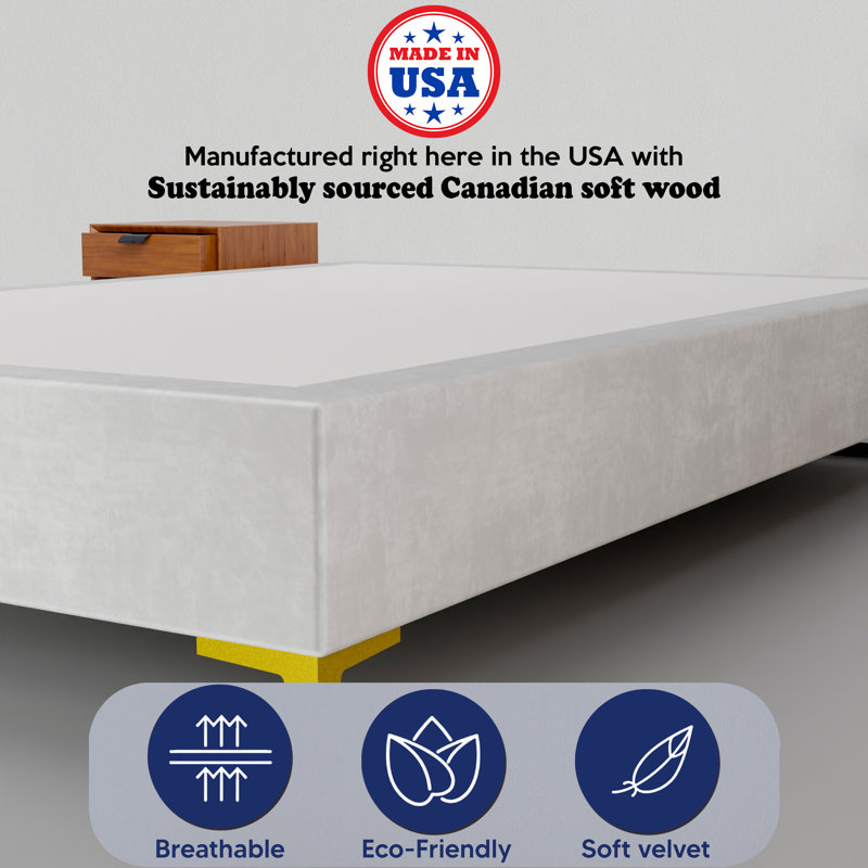 Karvin 15" Premium Velvet Material Wood Box Spring/Bed Frame, Durable, Stylish, Multi Color, Full/Double, Teal