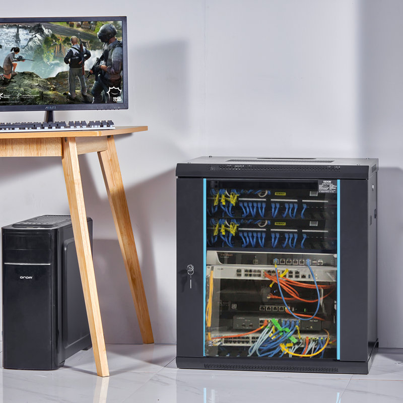 VEVOR Wall Mount Network Server Cabinet, Server Rack Cabinet Enclosure. for IT Equipment., 23.6" H x 25.2" W x 17.7" D