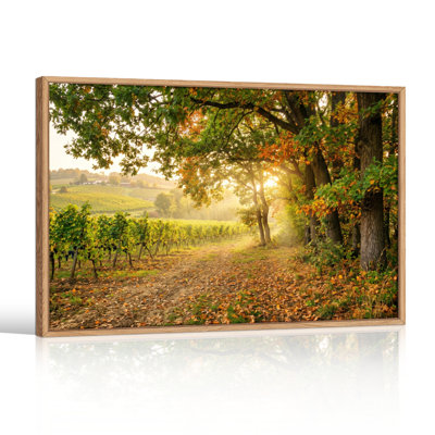 Ensemble de 1 tableau sur toile représentant un vignoble d'automne