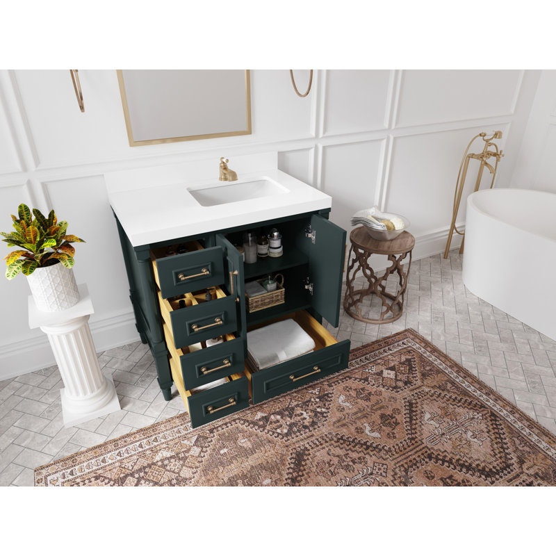 Ensemble de meuble-lavabo simple 36 po Aberdeen Right, Calacatta Laza