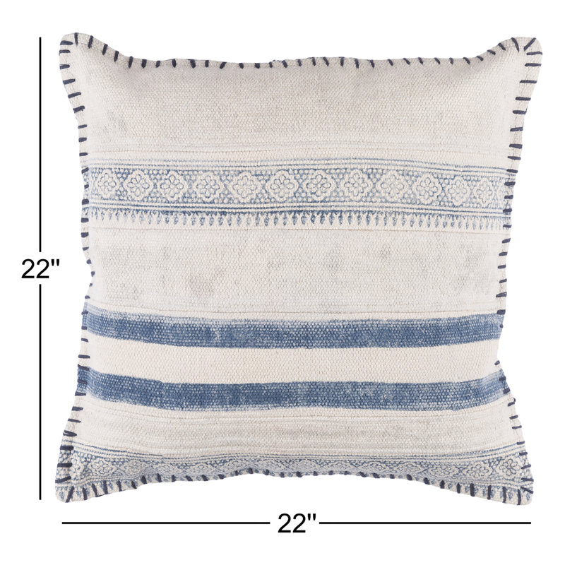 Cotton Reversible Throw Pillow, Down, 22" x 22"