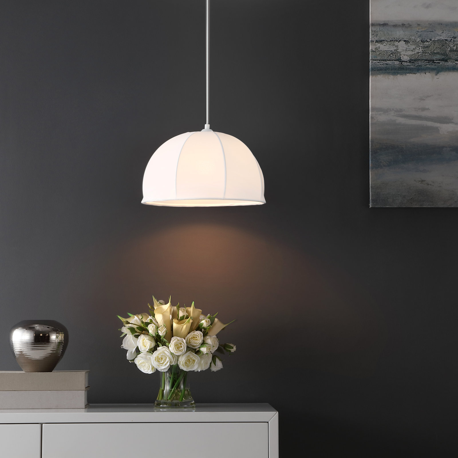 Crane Single Light Iron Dimmable Pendant