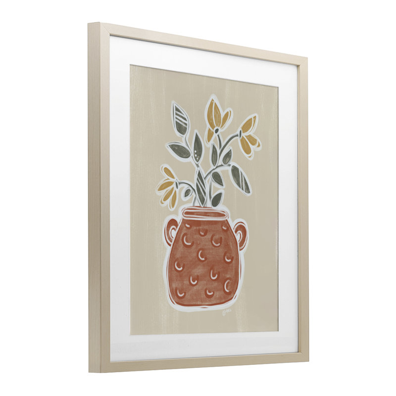 "Clarence Bouquet de fleurs", reproduction sous verre, design par Beki Marquardt, Cadre de récolte en pin, H 16 po x l 13 po