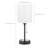 14.6'' Black Moden Bedside Table Lamp with Charging Ports & Pull Chain 
