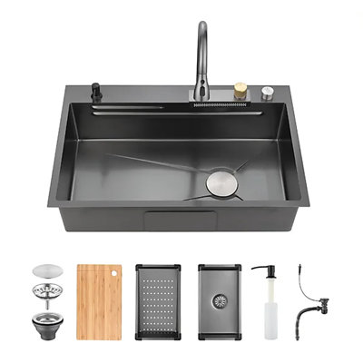 Évier de cuisine intelligent 30x18 pouces avec affichage numérique de la température et commandes de type piano