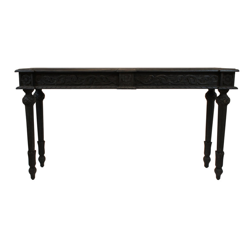 Console 54 po en bois massif vieilli, Gris antique